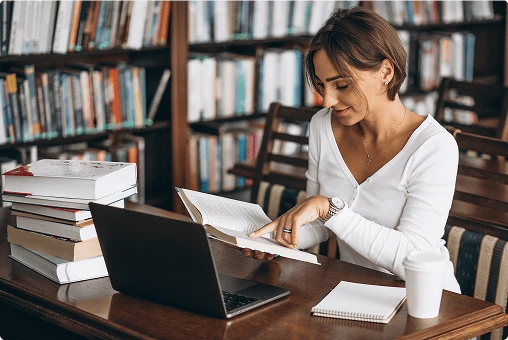 Woman self-publishing her book